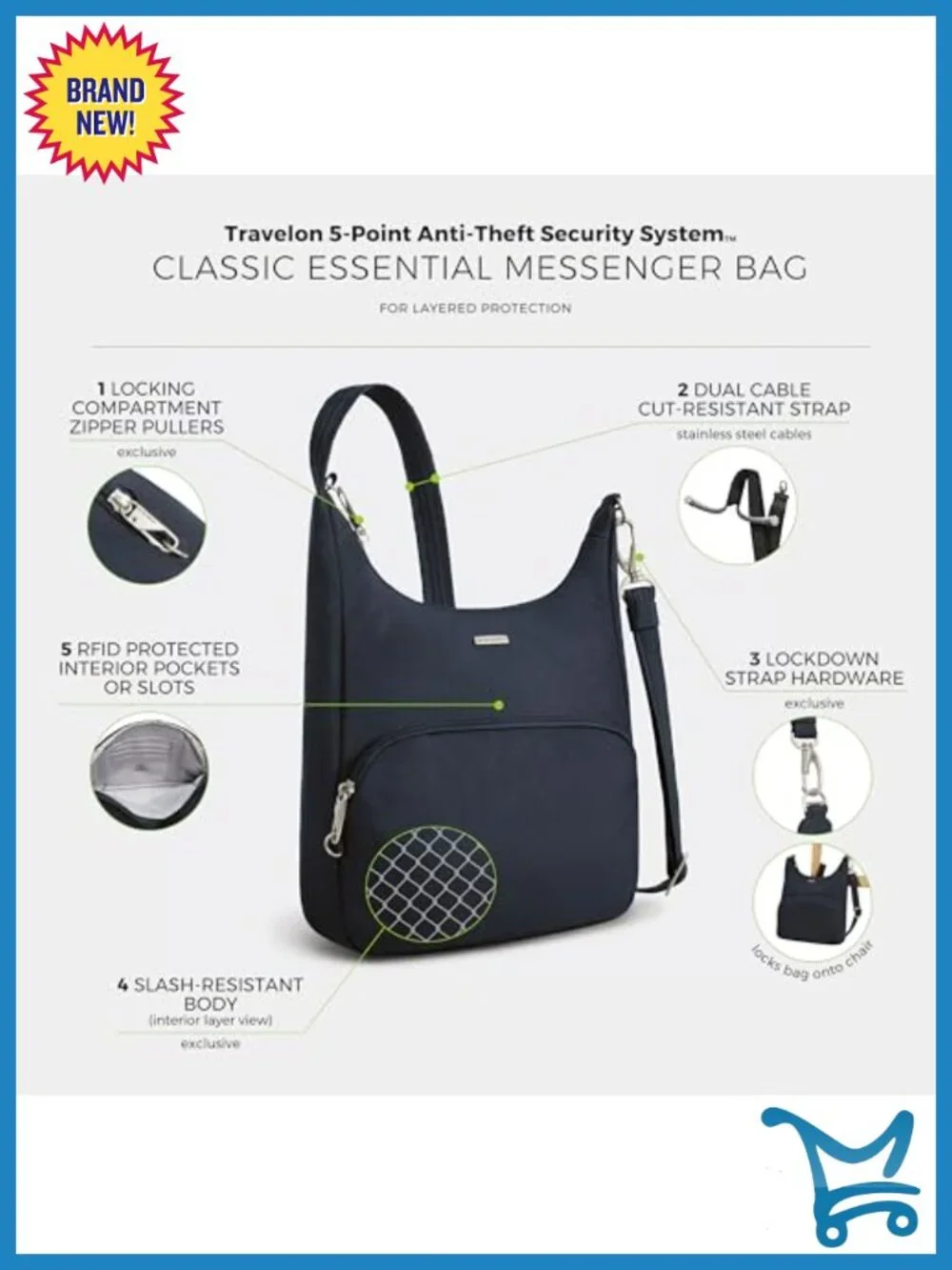 Anti-Theft Messenger Bag with RFID Blocking